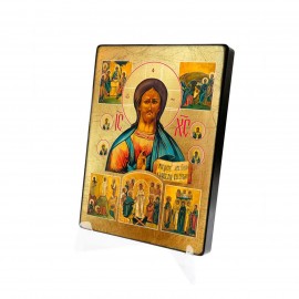 Icon of of Christ Pantocrator and scenes from the life of Jesus
