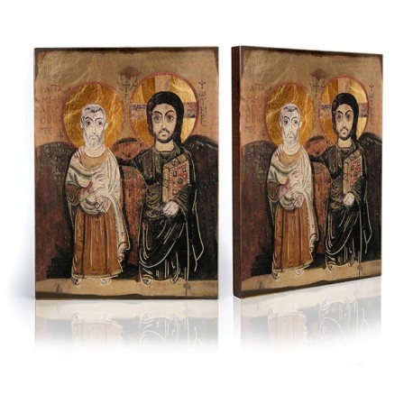 Icon of Jesus Christ and Saint Menas, friendship icon