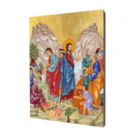 Icon with the scene of the miracle of the multiplication of the loaves
