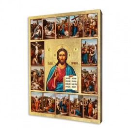 Icon of Christ Pantocrator with Stations of the Cross